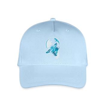 blauer Wolf Mond jaulen Illustration Waldtiere - Kinder Bio Basecap - Hellblau - Vorne