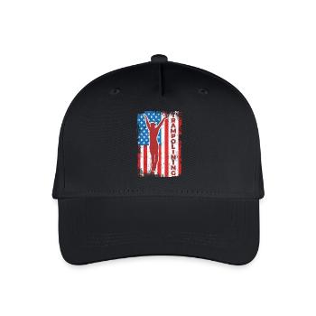 Trampolinspringen USA Flagge - Kinder Bio Basecap - Schwarz - Vorne
