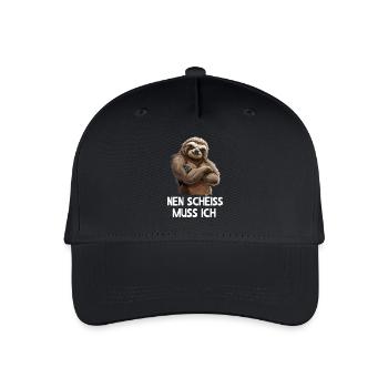 Faultier Sloth Wildnis Nen scheiss muss ich - Kinder Bio Basecap - Schwarz - Vorne