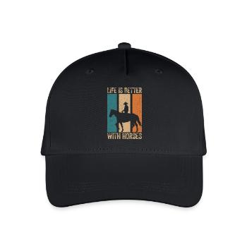 Horses make life more beautiful - Organic Kids’ Baseball Cap - black - Front