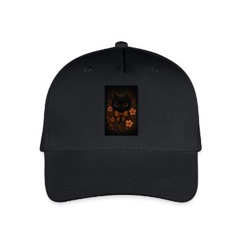 Black cat wit flowers - Organic Kids’ Baseball Cap - black - Front