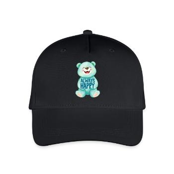 Cute Teddy Bear is ALWAYS HAPPY 1 - Kinder Bio Basecap - Schwarz - Vorne