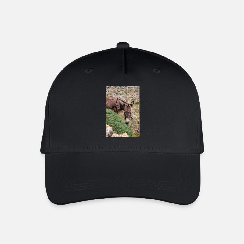 Esel auf einem Feld Landschaft Insel Mykonos - Kinder Bio Basecap - Schwarz