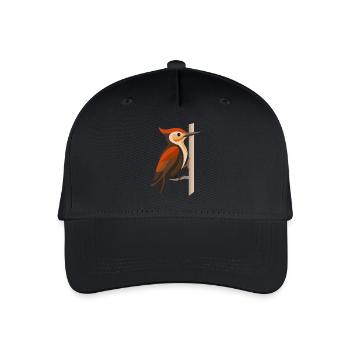 Woodpecker on Tree Trunk – Stylized Bird Motif - Organic Kids’ Baseball Cap - black - Front