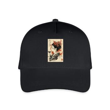 Florale Geisha-Tuschekunst - Kinder Bio Basecap - Schwarz - Vorne