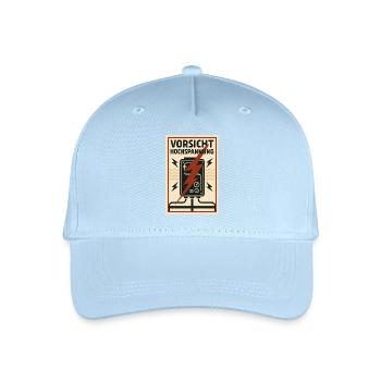 Caution High Voltage Current Warning Sign - Organic Kids’ Baseball Cap - light blue - Front