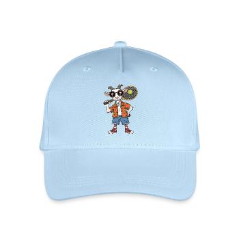 Chèvre de tennis cool avec une raquette, ambiance estivale - Casquette de baseball bio Enfant - bleu clair - Devant