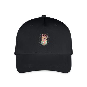 Igel Discokugel 80er Jahre Retro Lustig - Kinder Bio Basecap - Schwarz - Vorne