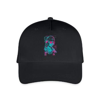 Kopfhörer Mädchen Frau Musik Sound Beat Neon Pink - Kinder Bio Basecap - Schwarz - Vorne
