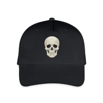 Schädel im bestickten Look (gedruckt) - Kinder Bio Basecap - Schwarz - Vorne