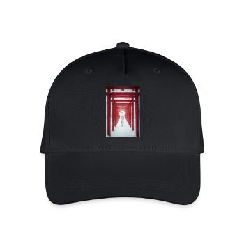 Roter Torii Schneepfad-Kimono - Kinder Bio Basecap - Schwarz - Vorne