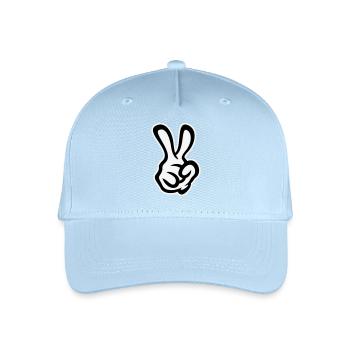 Victory Handzeichen (Rechte Hand / NEG / 2C) - Kinder Bio Basecap - Hellblau - Vorne