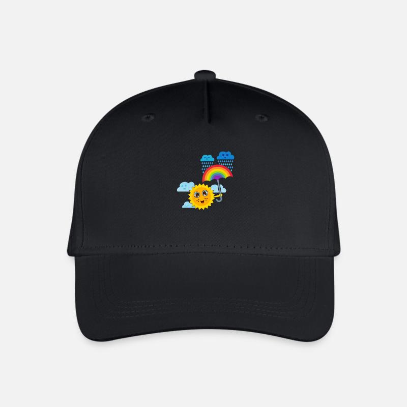 Sonne & Regenbogen-Schirm - Kinder Bio Basecap - Schwarz