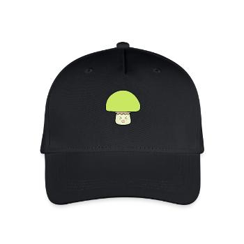 Mushroom green cute with face - Organic Kids’ Baseball Cap - black - Front