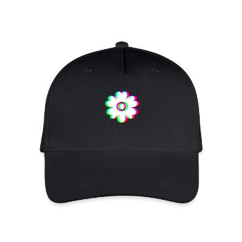 EDM Trikolor - Blüten - Glitch - Rave Stil - Kinder Bio Basecap - Schwarz - Vorne