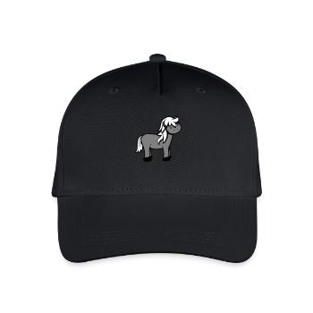 Pferd Süß Pony Fohlen Pferdemädchen Niedlich Comic - Kinder Bio Basecap - Schwarz - Vorne