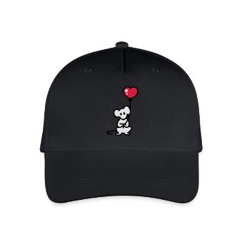 Maus + Ballon - Kinder Bio Basecap - Schwarz - Vorne