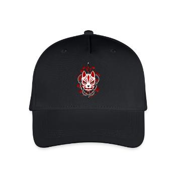Japan Kitsune - Walddämon Maske - Kinder Bio Basecap - Schwarz - Vorne