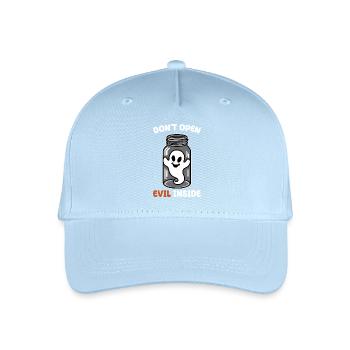 Don't open it – evil in it! Funny ghost design - Organic Kids’ Baseball Cap - light blue - Front