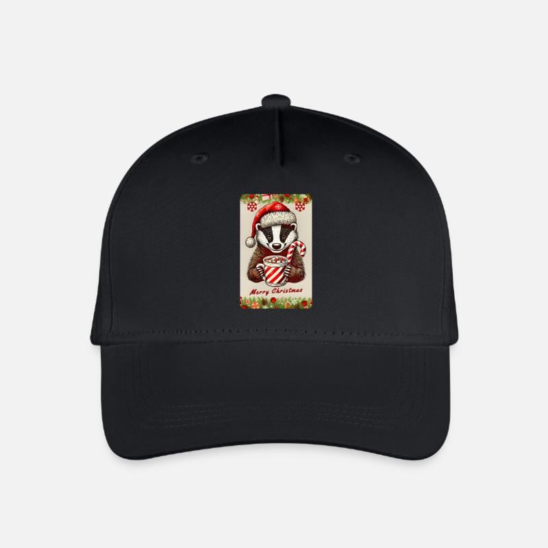 Blaireau de Noël au chocolat chaud - Casquette de baseball bio Enfant - noir