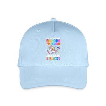 Einhorn Friseurin Erste Klasse Einschulung - Kinder Bio Basecap - Hellblau - Vorne