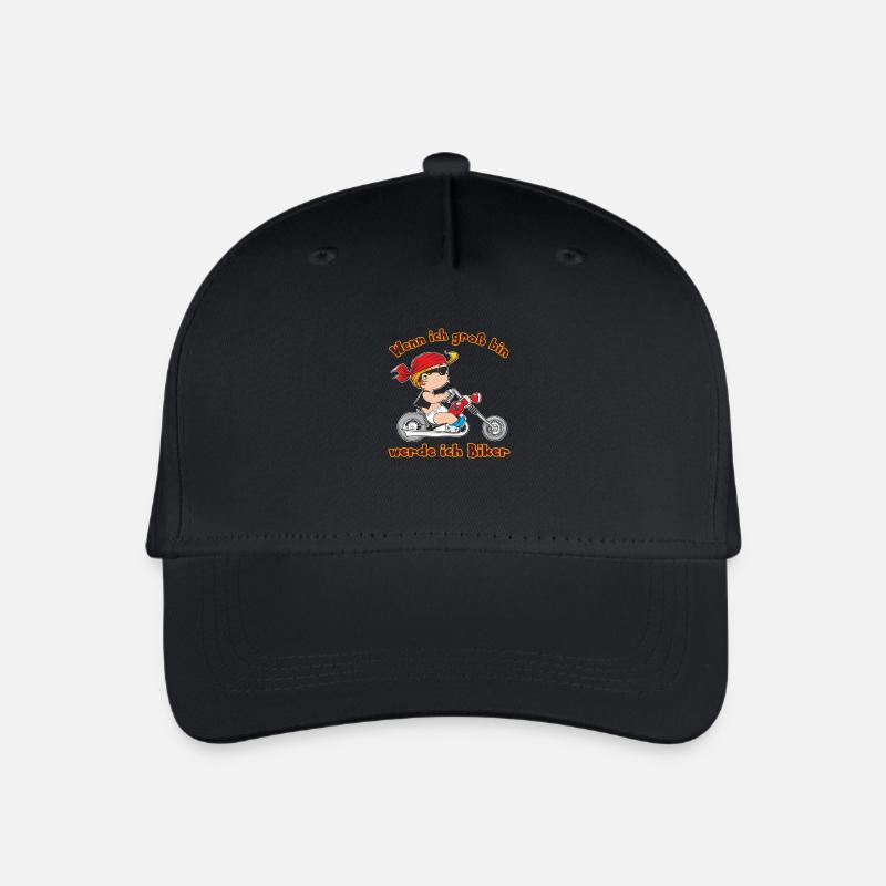 Wenn ich groß bin werd ich Biker - RAHMENLOS Baby - Kinder Bio Basecap - Schwarz