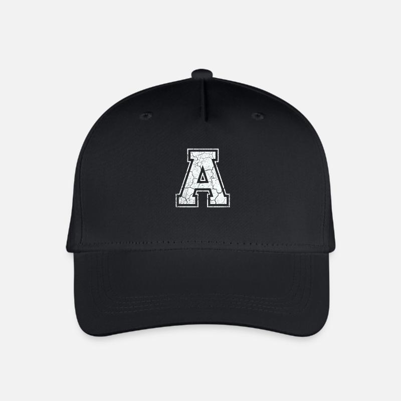 Buchstabe A in weiß im Vintage-Look - Kinder Bio Basecap - Schwarz