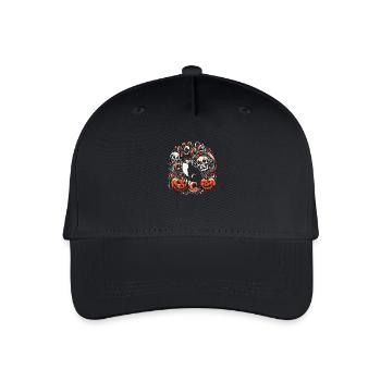 Halloween-Katze mit Kürbissen - Kinder Bio Basecap - Schwarz - Vorne