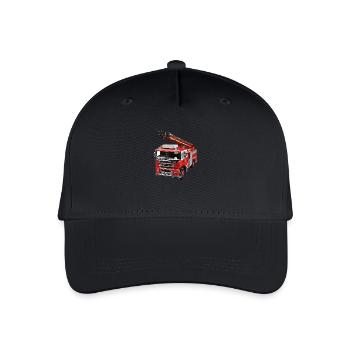 Fire Truck with Turntable Ladder | Fire Truck Motif - Organic Kids’ Baseball Cap - black - Front