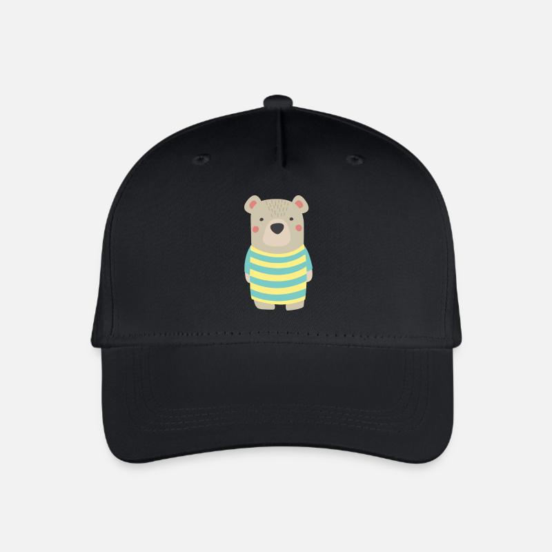 Baer avec une chemise à rayures - Casquette de baseball bio Enfant - noir