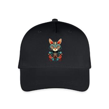 Kunstvolle Katze: Geometrie trifft Fibonacci - Kinder Bio Basecap - Schwarz - Vorne