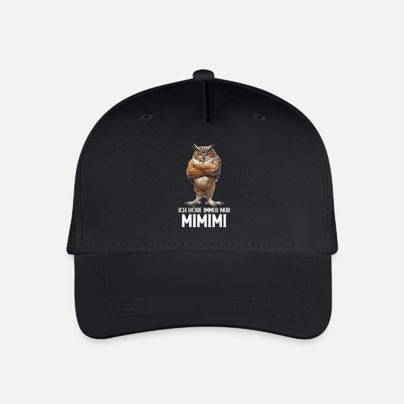 Eule Eulen Vogel Wald Uhu Ich höre immer Mimimi - Kinder Bio Basecap - Schwarz