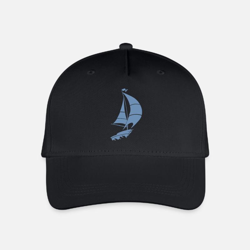 Segelboot Segelyacht Meer Silhouette - Kinder Bio Basecap - Schwarz