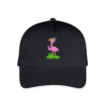 Flamingo Waffeleis - Kinder Bio Basecap - Schwarz - Vorne