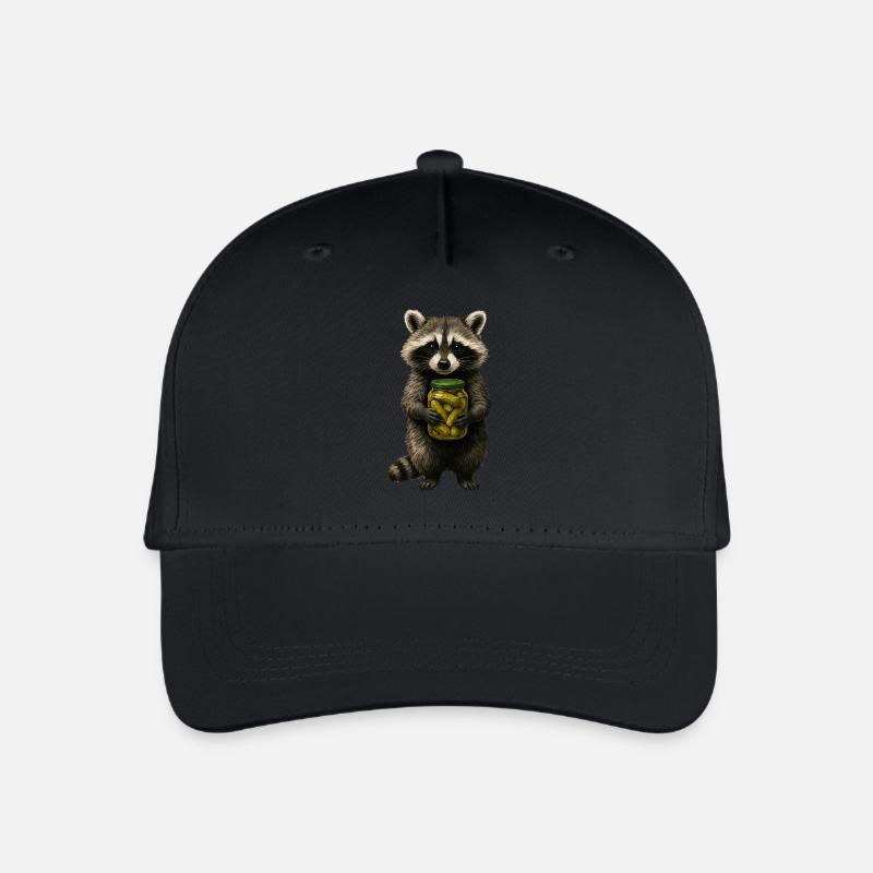 Niedlicher Waschbär mit Gurkenglas Tier Müll Panda - Kinder Bio Basecap - Schwarz