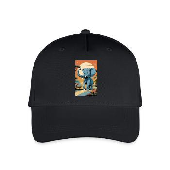 Elefant | Wildtier | Afrika | Kindermotive - Kinder Bio Basecap - Schwarz - Vorne