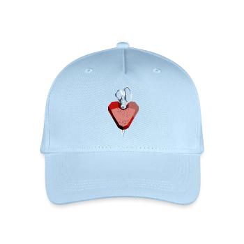 Gebrochenes Herz aus Rubin und Diamant - Kinder Bio Basecap - Hellblau - Vorne