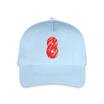 Zahl 8 Nummer Acht Motiv Rot Muster - Kinder Bio Basecap - Hellblau - Vorne