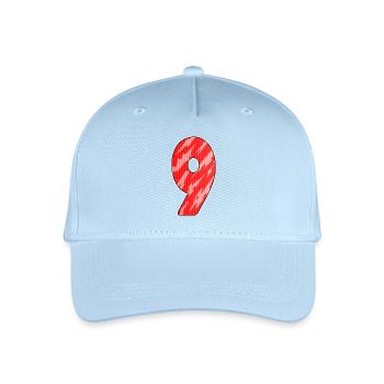 Zahl 9 - Neun - 9 Motiv Rot Muster - Kinder Bio Basecap - Hellblau - Vorne