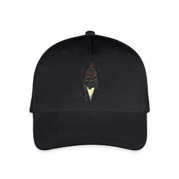 Croquis de cône de crème glacée vintage - Casquette de baseball bio Enfant - noir - Devant