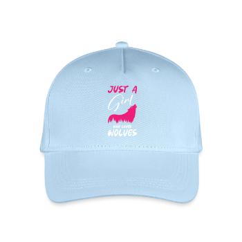 Juste une fille qui aime les loups - Casquette de baseball bio Enfant - bleu clair - Devant