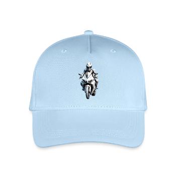 Biker Aufkleber - Motorrad Design - Kinder Bio Basecap - Hellblau - Vorne