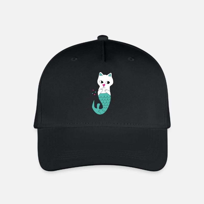 Katze Meerjungfrau - Kinder Bio Basecap - Schwarz