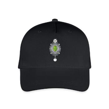 zeitlose Trachten Smaragd Brosche mit Perle - Kinder Bio Basecap - Schwarz - Vorne