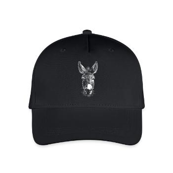 Esel Portrait Tiere Tier - Kinder Bio Basecap - Schwarz - Vorne