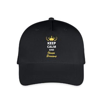 "Keep Calm and Chase Dreams" - Dreams and Ambition - Organic Kids’ Baseball Cap - black - Front