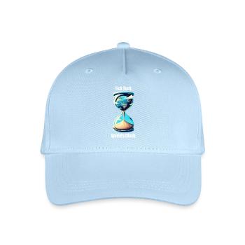 "Tick Tock, World's Clock" - Erde in Sanduhr - Kinder Bio Basecap - Hellblau - Vorne