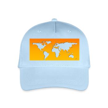Weltkarte orange transparent - Kinder Bio Basecap - Hellblau - Vorne