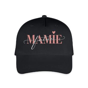 Werdender Granny Chic und zärtliche Schwangerschaftsankündigung - Kinder Bio Basecap - Schwarz - Vorne