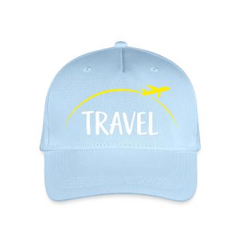 Travel Typo mit Flugzeugkreis - Kinder Bio Basecap - Hellblau - Vorne